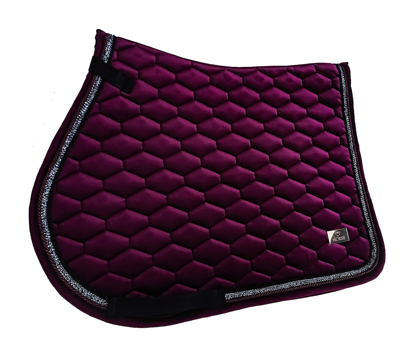 Tapis de selle en velours - Bordeaux | Poney / Saut d'obstacles | Collection Sparkle Horses