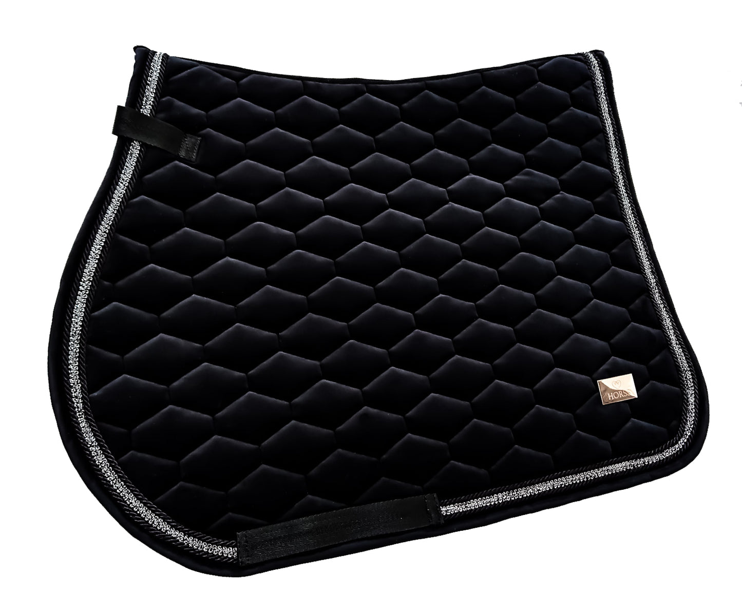 Tapis de selle en velours - Noir | Poney / Saut d'obstacles | Collection Sparkle Horses