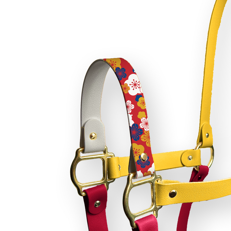 Nasalina Japanese Sensation - Imperial Bloom: Biothane halter with vibrant floral design, water-resistant and durable.